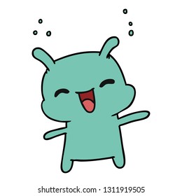 cartoon illustration kawaii cute happy alien