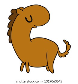 cartoon illustration kawaii of a cute horse