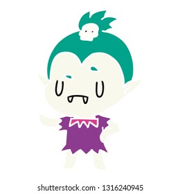 cartoon illustration kawaii of cute vampire girl