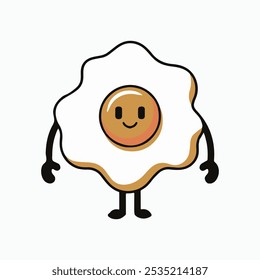 A cartoon illustration of a Kawaii fried egg Omelet.