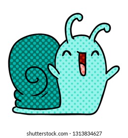 cartoon illustration kawaii happy cute snail