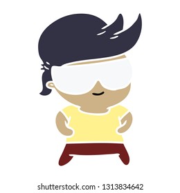cartoon illustration kawaii kid with shades
