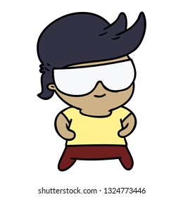 cartoon illustration kawaii kid with shades