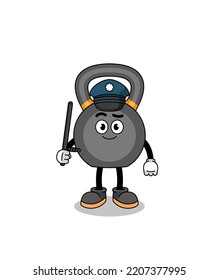 Cartoon Illustration of kettlebell police , character design