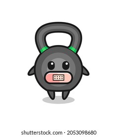 Cartoon Illustration of kettlebell with tape on mouth , cute style design for t shirt, sticker, logo element