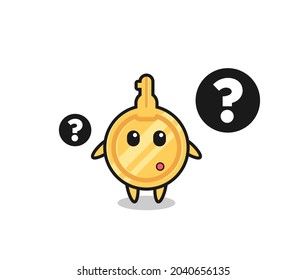 Cartoon Illustration of key with the question mark , cute design