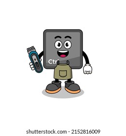 Cartoon Illustration of keyboard control button as a barber man , character design