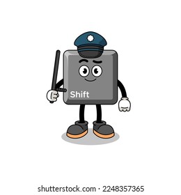 Cartoon Illustration of keyboard shift key police , character design