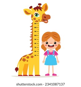 Cartoon Illustration Of Kid Measuring Height 