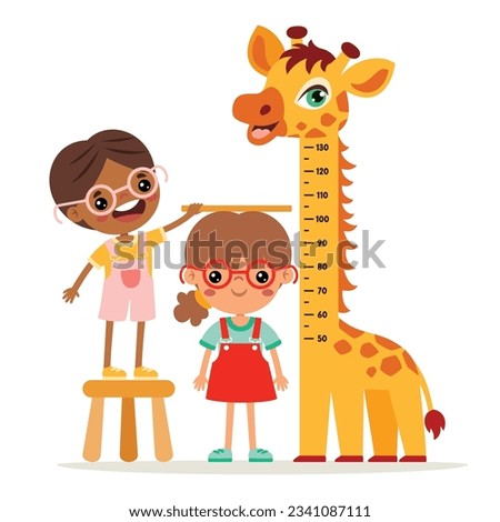 Cartoon Illustration Of Kid Measuring Height  Stock photo © 