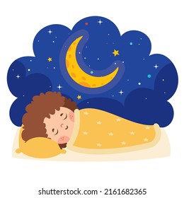Cartoon Illustration Of Kid Sleeping