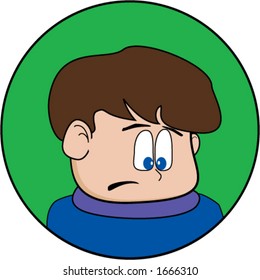 Cartoon illustration of a kid that seems upset