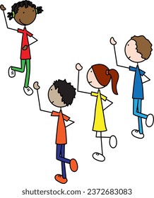 Cartoon illustration of a kids playing Simon says