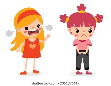 Cartoon Illustration Of Kids Quarrel