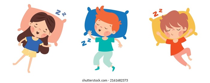 Ilustración De Caricatura De Niños Durmiendo