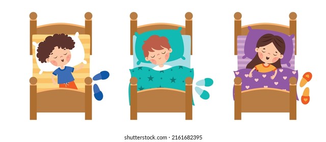 Cartoon Illustration Kids Sleeping Stock Vector (Royalty Free ...