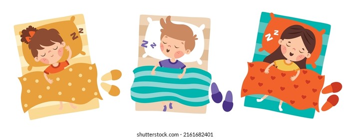 Ilustración De Caricatura De Niños Durmiendo