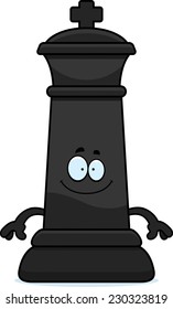 A cartoon illustration of a king chess piece looking happy.