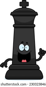A cartoon illustration of a king chess piece with an idea.
