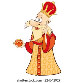 A cartoon illustration of a king. Russian Empire