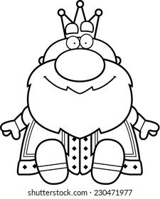 A cartoon illustration of a king sitting.
