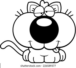 A cartoon illustration of a kitten with a goofy expression.