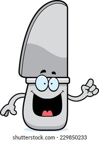 A cartoon illustration of a knife with an idea.