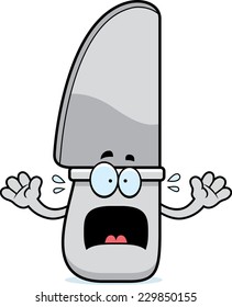A cartoon illustration of a knife looking scared.