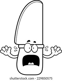 A cartoon illustration of a knife looking scared.