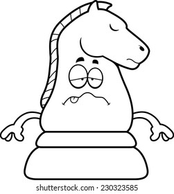A cartoon illustration of a knight chess piece looking sick.
