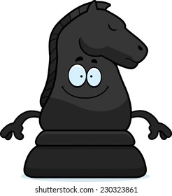 A cartoon illustration of a knight chess piece looking happy.