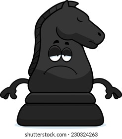 A cartoon illustration of a knight chess piece looking sad.