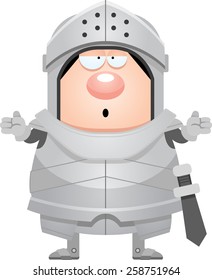 A cartoon illustration of a knight looking confused.