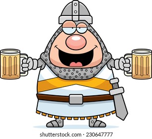 A cartoon illustration of a knight looking drunk.