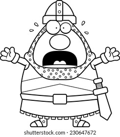 A cartoon illustration of a knight looking scared.