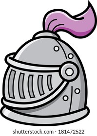 Cartoon illustration of a knight's helmet.