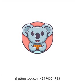 Cartoon Illustration of Koala Holding Chocolate Coin Illustration using modern style vector view