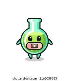 Cartoon Illustration of lab beakers with tape on mouth , cute style design for t shirt, sticker, logo element