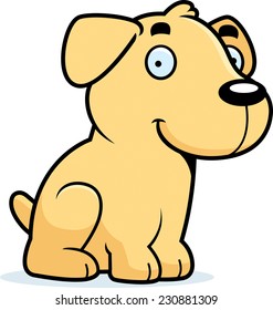 A cartoon illustration of a Labrador Retriever sitting.