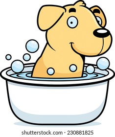 Cartoon Illustration Labrador Retriever Taking Bath Stock Vector ...