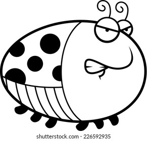 A cartoon illustration of a ladybug with an angry expression.