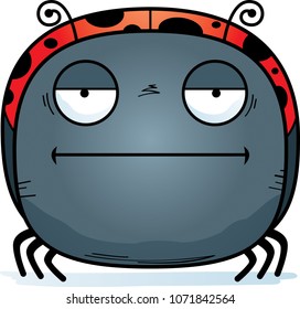 A cartoon illustration of a ladybug looking bored.