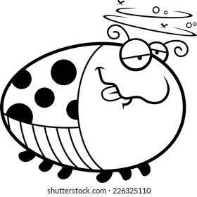 A cartoon illustration of a ladybug looking drunk.