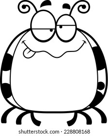 A cartoon illustration of a ladybug looking drunk.