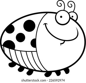 A cartoon illustration of a ladybug looking happy.