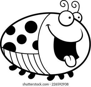 A cartoon illustration of a ladybug looking hungry.