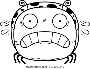 A cartoon illustration of a ladybug looking scared.