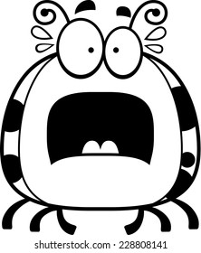 A cartoon illustration of a ladybug looking scared.