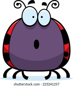 A cartoon illustration of a ladybug looking surprised.