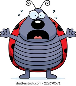 A cartoon illustration of a ladybug panicking.